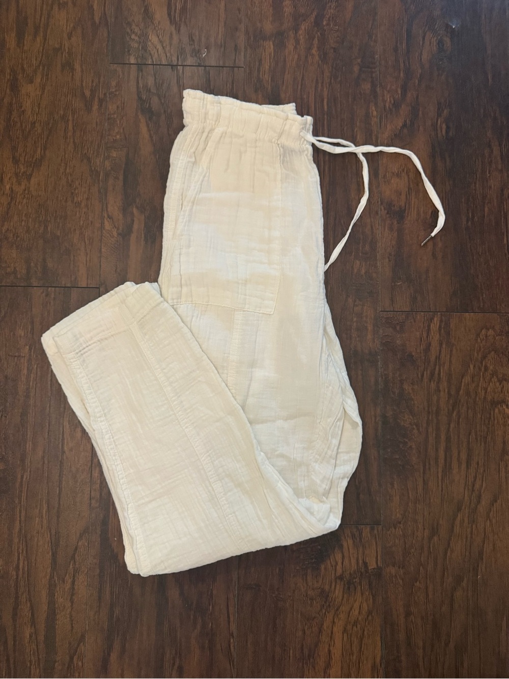 GAP White Drawstring Linen-Blend Pants